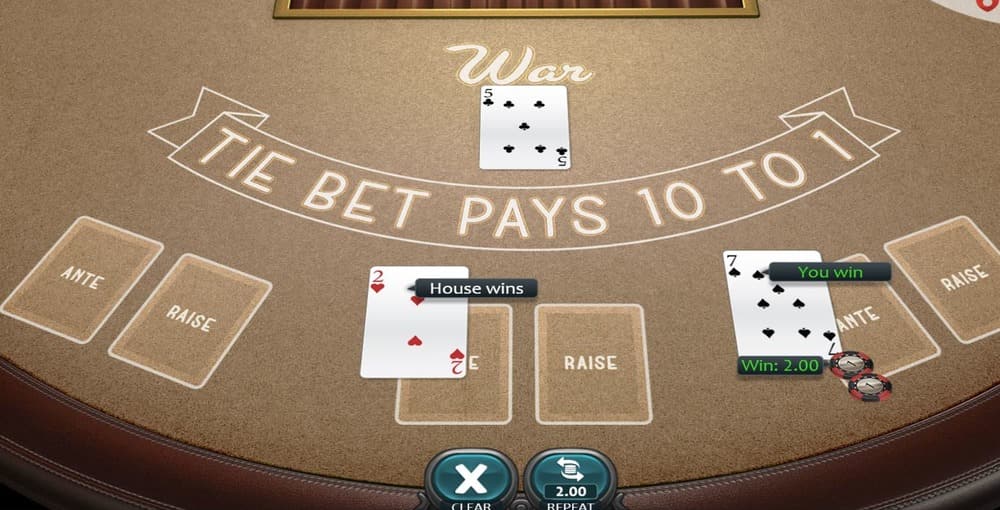 Players make bets at Casino War